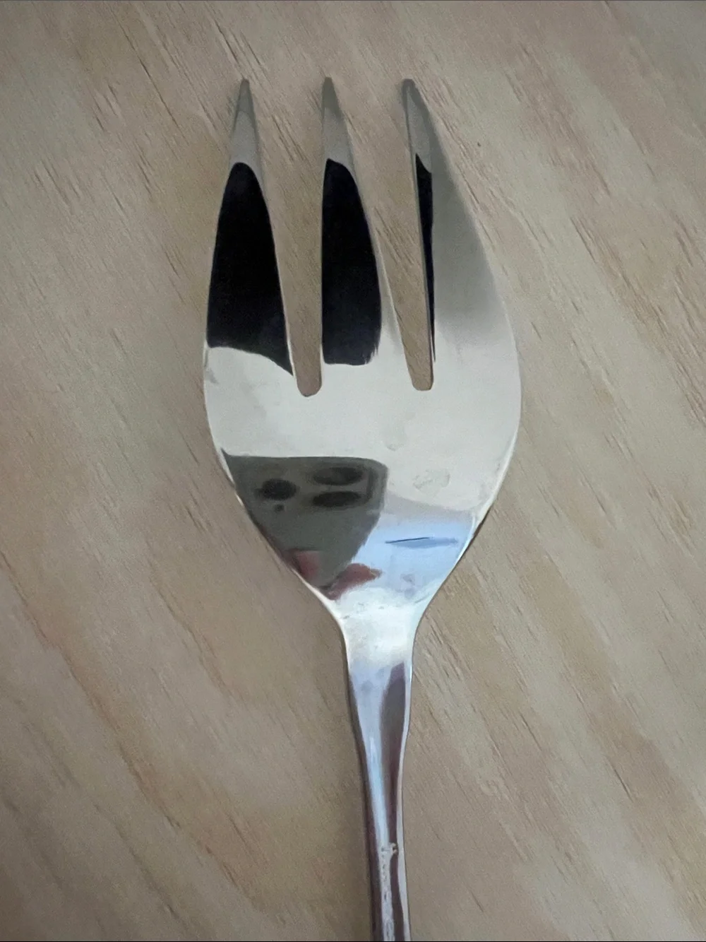 Source Unknown Polished Silver Three-Prong Serving Fork